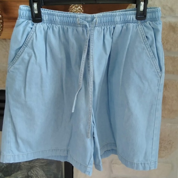 Erika Denim Elastic Waist Cotton Shorts 